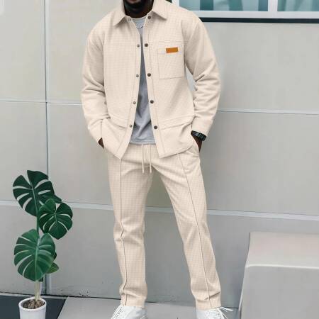 الفاخرة الرجال سترة الطيران غير رسمية الخريف الشتاء العصرية قطعتين مجموعة الراقية المشاعر القطن مزيج ألياف البوليستر كم طويل