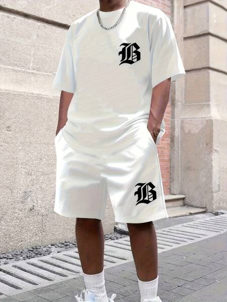 مجموعة ملابس رياضية صيفية جديدة للرجال لعام 2025 طقم شورت خارجي مطبوع ثلاثي الأبعاد ملابس رياضية صيفية