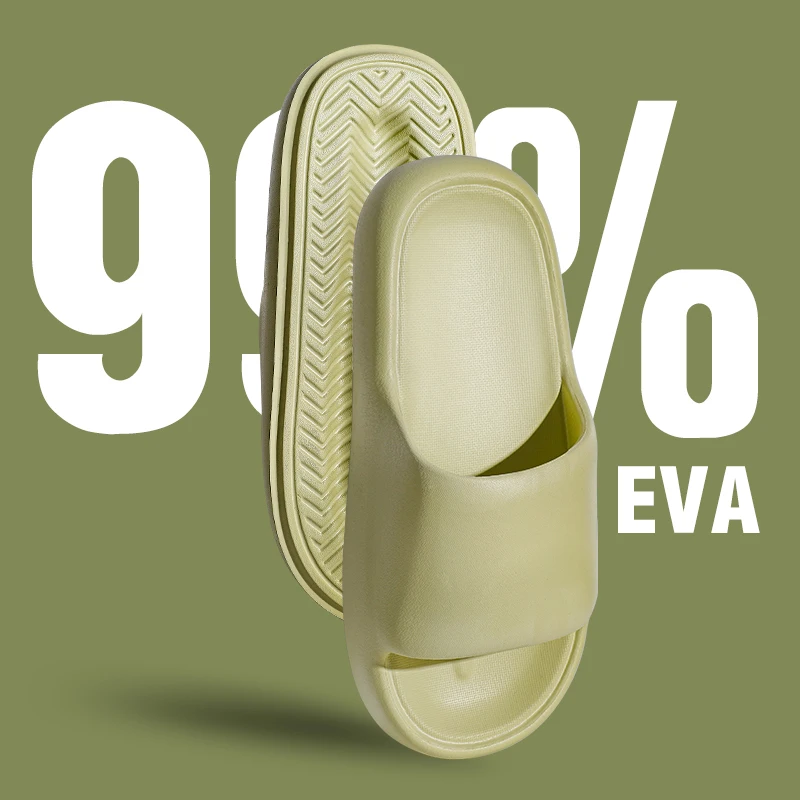 للجنسين شباشب حمام سحابة وسادة الشرائح الصيف الصنادل المسطحة أحذية منصة سميكة رجل داخلي عدم الانزلاق زوجين الوجه يتخبط - Image 4