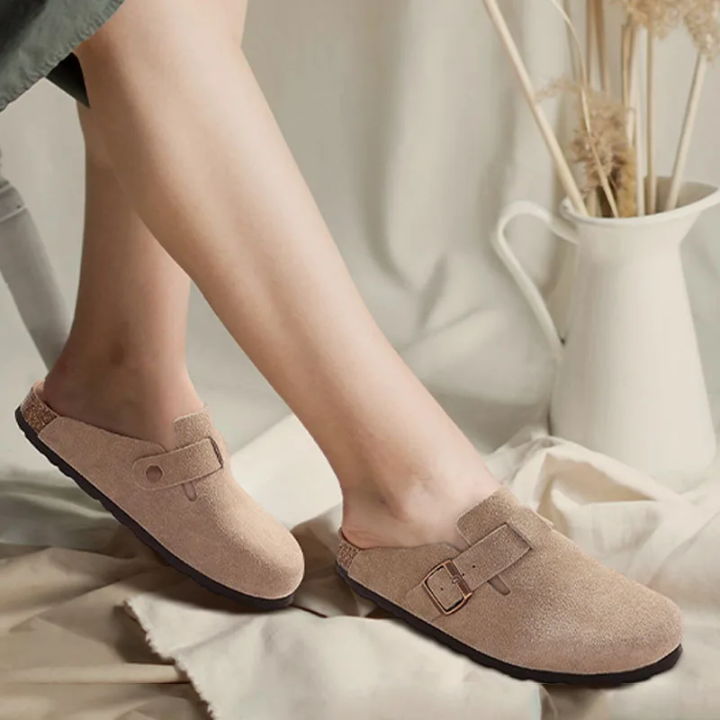 قباقيب من الفلين من Litfun للنساء والرجال قباقيب صيفية أصلية مع دعم قوس من جلد الفلين أحذية البغال صنادل شاطئ سميكة