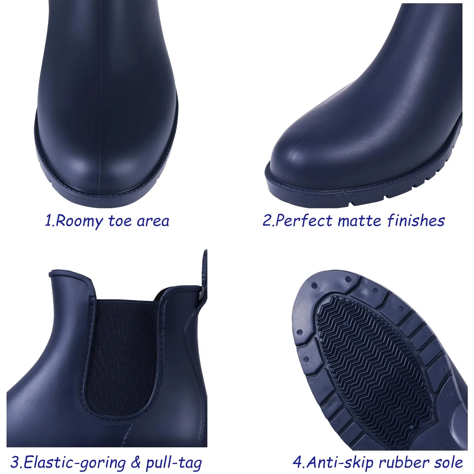 Evshine موضة أحذية المطر القصيرة للنساء سيدة جديدة تشيلسي الأحذية في الهواء الطلق المضادة للانزلاق مقاوم للماء احذية المطر Sodt المطاط حذاء بوت بطول الكاحل - Image 6