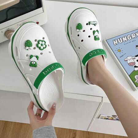 2024 جديد إيفا ثقب سميك أحذية المرأة الصيف الصلبة لطيف DIY بها بنفسك الصنادل والشباشب زيادة المضادة للانزلاق أحذية الشاطئ النساء