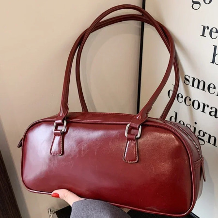 بلون بولي Leather حقائب جلدية تحت الإبط للنساء 2026 ربيع الكورية موضة ريترو حقيبة كتف بسيطة سيدة حقائب اليد والمحافظ